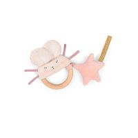 Hochet anneau bois souris rose - La petite école de danse 