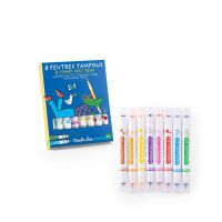 8 feutres tampons 2 en 1 - Les Loufoques 